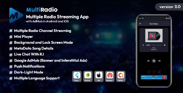 Multi Radio - Android and iOS Multiple Radio Channel App with AdMob